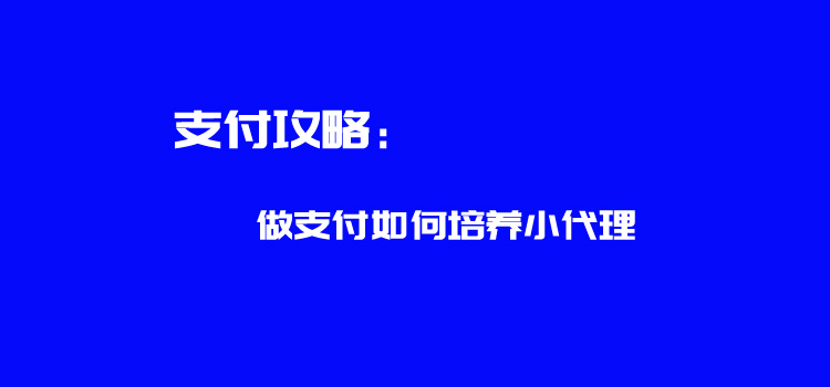 做支付如何培养小代理